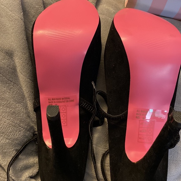 Leg Avenue black high heels with sparkly strap - Picture 2 of 4